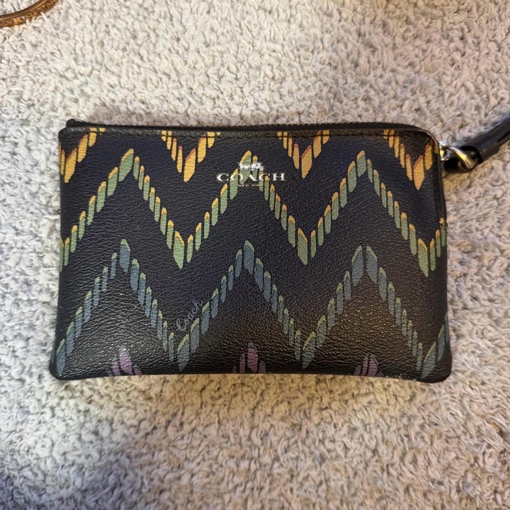 Coach Black and Multicolor Zigzag Clutch